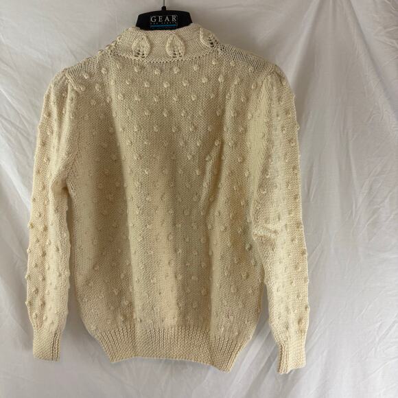 NOS Emilio Rossi Hand Knitted Wool Sweater Off White Large Mock Neck - Picture 2 of 7